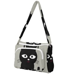 Cat Pet Cute Black Animal Front Pocket Crossbody Bag by Bajindul