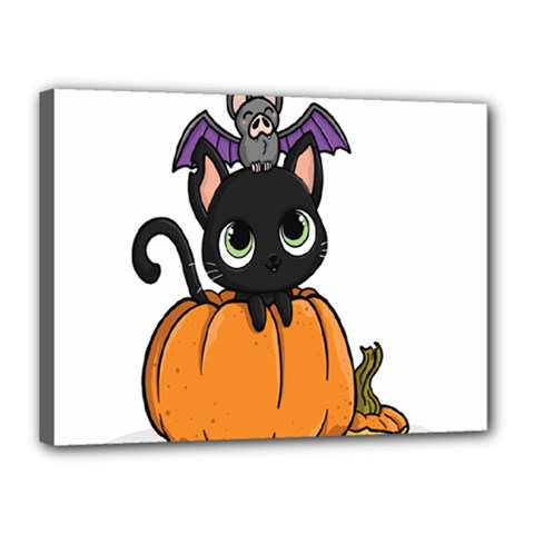 Halloween Cute Cat Canvas 16  X 12  (stretched) by Bajindul