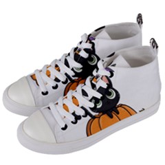 Halloween Cute Cat Women s Mid-top Canvas Sneakers by Bajindul