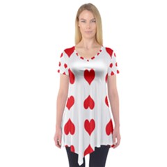 Heart Red Love Valentines Day Short Sleeve Tunic  by Bajindul