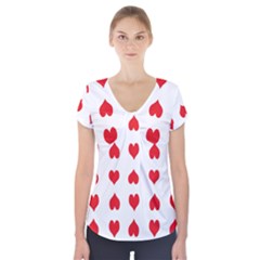 Heart Red Love Valentines Day Short Sleeve Front Detail Top by Bajindul