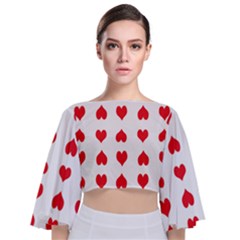 Heart Red Love Valentines Day Tie Back Butterfly Sleeve Chiffon Top by Bajindul