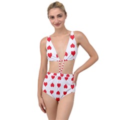 Heart Red Love Valentines Day Tied Up Two Piece Swimsuit by Bajindul