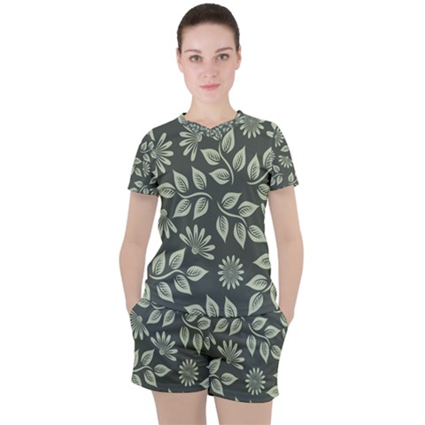 Flowers Pattern Spring Nature Women s Tee And Shorts Set by Bajindul