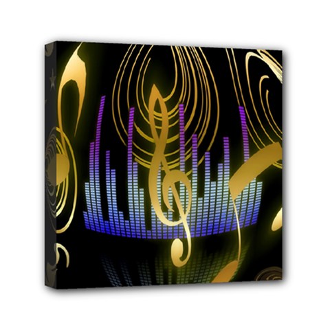 Background Level Clef Note Music Mini Canvas 6  X 6  (stretched)