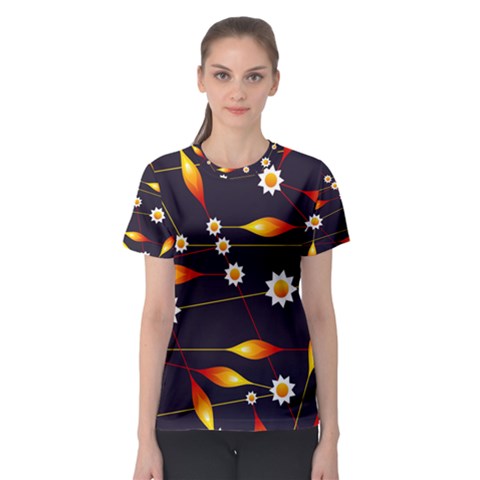 Flower Buds Floral Background Women s Sport Mesh Tee by Bajindul