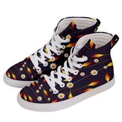 Flower Buds Floral Background Women s Hi-top Skate Sneakers by Bajindul