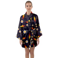 Flower Buds Floral Background Long Sleeve Kimono Robe by Bajindul