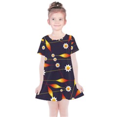 Flower Buds Floral Background Kids  Simple Cotton Dress