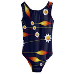 Flower Buds Floral Background Kids  Cut-out Back One Piece Swimsuit by Bajindul