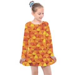 Background Triangle Circle Abstract Kids  Long Sleeve Dress by Bajindul