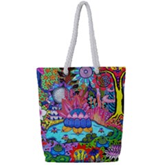 Pond Abstract  Full Print Rope Handle Tote (small) by okhismakingart