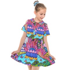 Pond Abstract  Kids  Short Sleeve Shirt Dress by okhismakingart