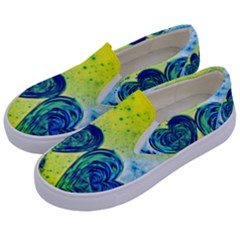 Heart Emotions Love Blue Kids  Canvas Slip Ons by Bajindul