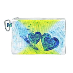 Heart Emotions Love Blue Canvas Cosmetic Bag (large) by Bajindul