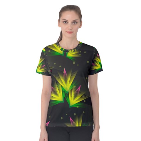 Floral Abstract Lines Women s Cotton Tee by Bajindul