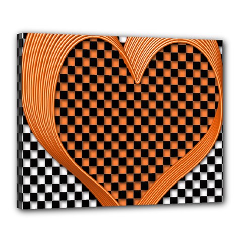 Heart Chess Board Checkerboard Canvas 20  X 16  (stretched) by Bajindul