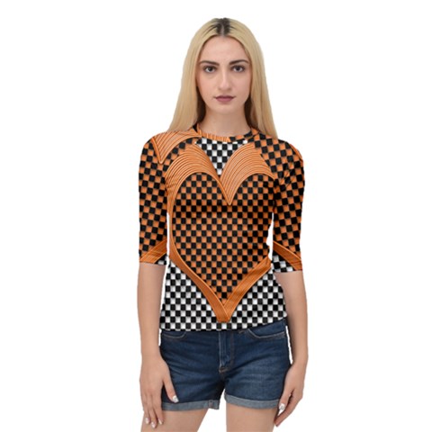 Heart Chess Board Checkerboard Quarter Sleeve Raglan Tee by Bajindul