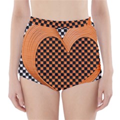 Heart Chess Board Checkerboard High-waisted Bikini Bottoms by Bajindul