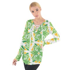 Green Pattern Retro Wallpaper Tie Up Tee by Bajindul