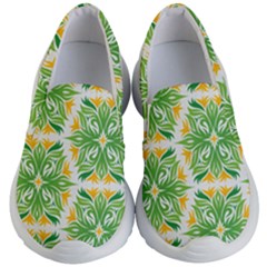 Green Pattern Retro Wallpaper Kids  Lightweight Slip Ons by Bajindul