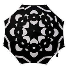 Pattern Flower Black Hook Handle Umbrellas (large) by Bajindul