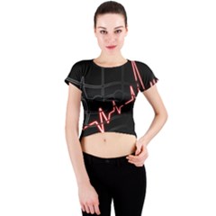 Music Wallpaper Heartbeat Melody Crew Neck Crop Top by Bajindul