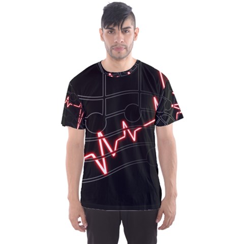 Music Wallpaper Heartbeat Melody Men s Sports Mesh Tee by Bajindul