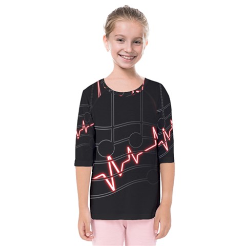 Music Wallpaper Heartbeat Melody Kids  Quarter Sleeve Raglan Tee by Bajindul