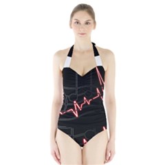 Music Wallpaper Heartbeat Melody Halter Swimsuit