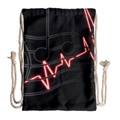 Music Wallpaper Heartbeat Melody Drawstring Bag (large) by Bajindul