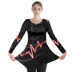 Music Wallpaper Heartbeat Melody Long Sleeve Tunic  by Bajindul