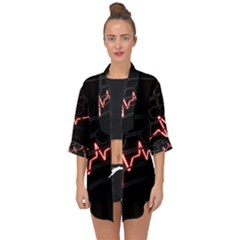 Music Wallpaper Heartbeat Melody Open Front Chiffon Kimono by Bajindul