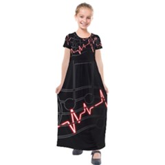 Music Wallpaper Heartbeat Melody Kids  Short Sleeve Maxi Dress by Bajindul