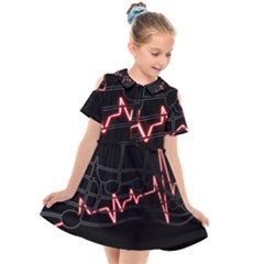 Music Wallpaper Heartbeat Melody Kids  Short Sleeve Shirt Dress by Bajindul