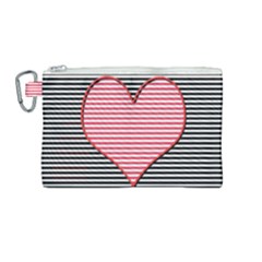 Heart Stripes Symbol Striped Canvas Cosmetic Bag (medium) by Bajindul
