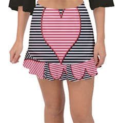 Heart Stripes Symbol Striped Fishtail Mini Chiffon Skirt by Bajindul