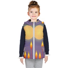 Night Moon Flora Background Kids  Hooded Puffer Vest by Bajindul