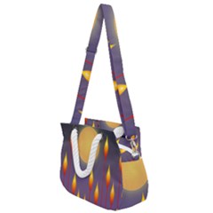 Night Moon Flora Background Rope Handles Shoulder Strap Bag by Bajindul