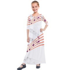 Music Notes Clef Sound Kids  Quarter Sleeve Maxi Dress