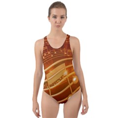 Music Notes Sound Musical Love Cut-out Back One Piece Swimsuit
