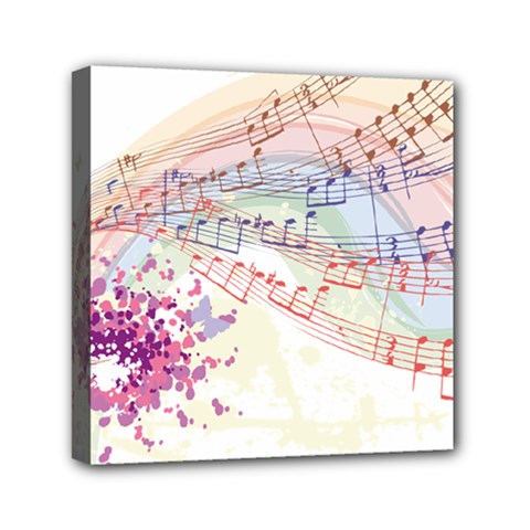 Music Notes Abstract Mini Canvas 6  X 6  (stretched)