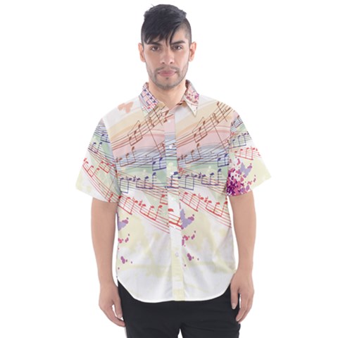 Music Notes Abstract Men s Short Sleeve Shirt by Bajindul