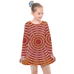 Pattern Background Structure Kids  Long Sleeve Dress