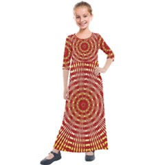 Pattern Background Structure Kids  Quarter Sleeve Maxi Dress