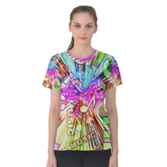 Music Abstract Sound Colorful Women s Cotton Tee