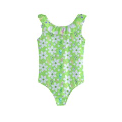 Zephyranthes Candida White Flowers Kids  Frill Swimsuit by Bajindul