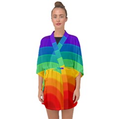 Rainbow Background Colorful Half Sleeve Chiffon Kimono by Bajindul