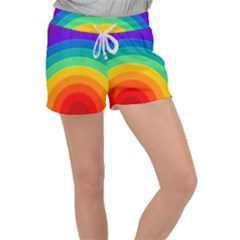 Rainbow Background Colorful Women s Velour Lounge Shorts