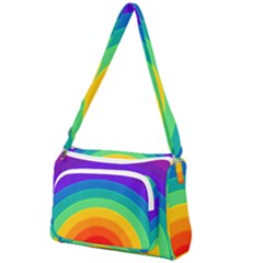 Rainbow Background Colorful Front Pocket Crossbody Bag by Bajindul